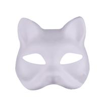 Máscara JIHUOO DIY White Paper Cat Face Polp para festa de Halloween Máscara JIHUOO DIY White Paper Cat Face Polp para festa de Halloween