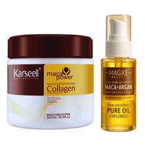 Máscara Karseell collagen 500gr e Óleo maca Argan 50 ml Brilho Intenso