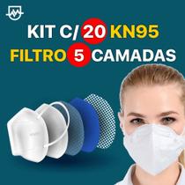 Máscara KN95 com Filtro de Cinco Camadas Kit c/20 unidades embaladas individualmente - Heilongjiang Hanfangkang Pharm