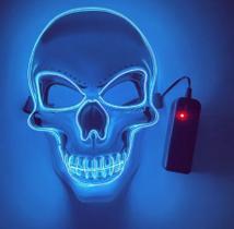 Máscara Led Neon Caveira Pisca Halloween Festa Rave
