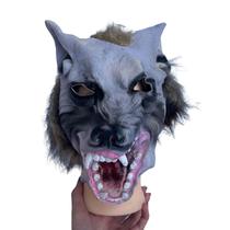 Mascara Lobisomem Cinza Latex Cosplay Halloween Fantasia