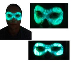 Máscara luminosa brilha no escuro Festas Rave - Lynx Produções artistica