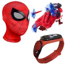 Máscara,luva lança-dardos e relógio infantil Homem-Aranha_AV