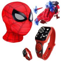 Máscara,luva lança-dardos e relógio infantil Homem-Aranha_B - SMACTUDO