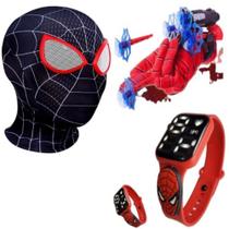 Máscara,luva lança-dardos e relógio infantil Homem-Aranha_C - SMACTUDO