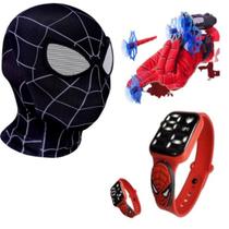 Máscara,luva lança-dardos e relógio infantil Homem-Aranha_D