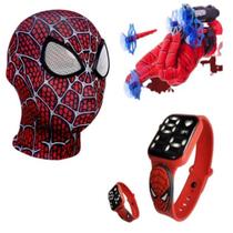 Máscara,luva lança-dardos e relógio infantil Homem-Aranha_E Máscara,luva lança-dardos e relógio infantil Homem-Aranha_E