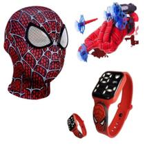 Máscara,luva lança-dardos e relógio infantil Homem-Aranha_E - SMACTUDO Máscara,luva lança-dardos e relógio infantil Homem-Aranha_E - SMACTUDO
