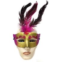 Mascara Luxo Carnaval Face Fantasia Penas Festas Veneziana - Festas Fantasia