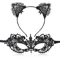 Máscara Masquerade Alytimes para mulheres com faixa de orelha de gato