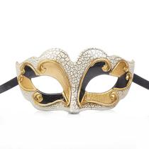 Máscara Masquerade Vintage Cracked Effect em PVC preto e dourado Máscara Masquerade Vintage Cracked Effect em PVC preto e dourado