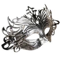 Máscara Masquerade Vintage Crown Silver e PVC preto