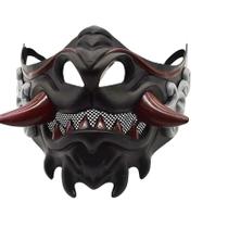 Máscara meia face japonesa samurai guerreiro oni demonio fantasia halloween dia da bruxas cosplay