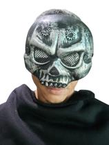 Máscara Meio Rosto Caveira Prata Fantasia, Cosplay