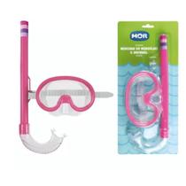 Máscara Mergulho Snorkel Infantil c/ Protetor de Ouvido Rosa