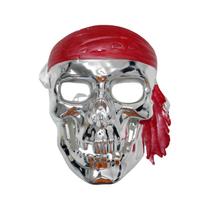 Mascara Metalizada Pirata Com Bandana Prata Halloween Mascara Metalizada Pirata Com Bandana Prata Halloween