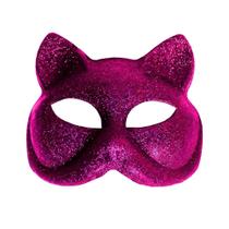 Máscara Mulher Gato Com Glitter de Plástico Escolha a Cor - Fantasias Carol BI