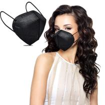 Máscara Não Reutilizável PFF2 KN95 Preta Para Proteção Facial com Clip de Nariz e Elástico Máscara Não Reutilizável PFF2 KN95 Preta Para Proteção Facial com Clip de Nariz e Elástico
