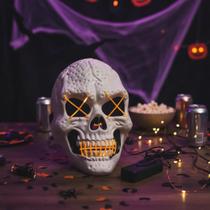 Máscara Noite De Crime Com Led Neon - Halloween - Amarelo - Caveira