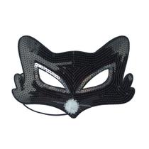 Máscara Paillette Black Fox Party Half Face Kids Cosplay S