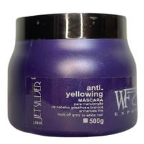 Mascara para Cabelos Brancos Coloridos Grisalhos Loiros Neutraliza Tons Amarelado WF Jet Silver 500g