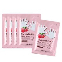 Máscara para mãos TONYMOLY I'm Lovely Peach Hydrating, pacote com 5 unidades para pele seca