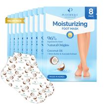 Máscara para pés PLANTIFIQUE coreana com manteiga de karité, 8 pares para pés secos Máscara para pés PLANTIFIQUE coreana com manteiga de karité, 8 pares para pés secos