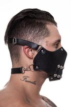 Máscara para práticas fetichistas em couro legítimo com aberturas para boca steves designer