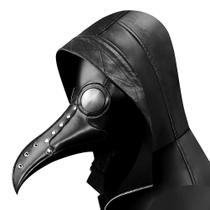 Máscara Plague Doctor Bird Cosplay de Halloween preta com nariz comprido