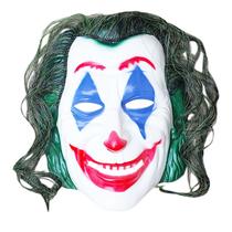 Máscara Plástica Coringa com Cabelo - Halloween Palhaço Cosplay Fantasia Carnaval