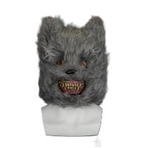 Máscara Plástico C Pelos Lobo Mau Lobisomen Halloween Festa