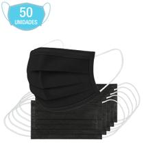 Máscara Preta Cirúrgica Descartável Tripla de TNT 50 Unidade Máscara Preta Cirúrgica Descartável Tripla de TNT 50 Unidade
