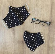 Máscara preta de corações 100% Algodão