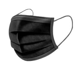 Máscara Preta Descartável Tripla Face Com 50 Unidades