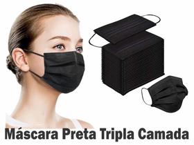 Máscara Preta Tripla Camada Com Filtro ( 1Cx )