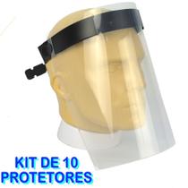 Mascara Protetor Facial Face Shield Ajustável KIT 10 Peças CBRN14040