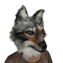 Máscara realista de lobo de cabeça cheia, cosplay de animais de Halloween