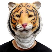 Máscara realista de tigre de cabeça cheia, cosplay de halloween, látex