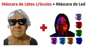 Máscara Realista - Vovó / Senhora / Velha com óculos do meme + Máscara de LED