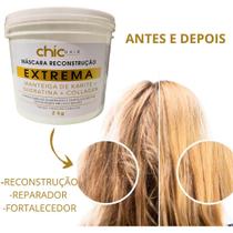 Máscara reconstrução extrema manteiga de karite + queratina+ collagen 2KG Chic Hair Máscara reconstrução extrema manteiga de karite + queratina+ collagen 2KG Chic Hair