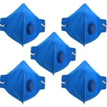 Máscara Respirador Descartável Válvula Azul Alliance 5 Unid