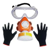 Mascara Respirador Facial + 1 Filtro Química + Óculos Luva Mascara Respirador Facial + 1 Filtro Química + Óculos Luva