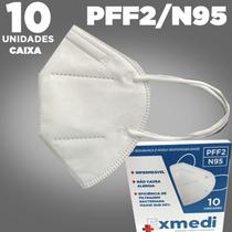 Máscara respirador PFF2/N95 - caixa com 10 unidades - com feltro de cotton e meltblown BFE 95% similar KN95