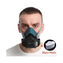 Máscara Respiratória De Silicone Com Filtros E Óculos Para Pintura, Decoração E Desbaste