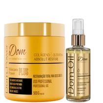 Máscara Restauração Pós Quimica e Óleo Reparador de Pontas Dom Argan Máscara Restauração Pós Quimica e Óleo Reparador de Pontas Dom Argan