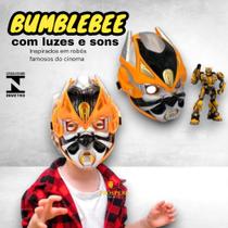 Máscara Robô tipo Transformers Bumblebee com luzes sons criança presente diversão ferias cospley menino menina