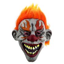 Máscara Scary Clown Headgear Latex Full Face com cabelo laranja