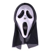 Máscara Scream PVC Horror Ghost com capuz preto para Halloween