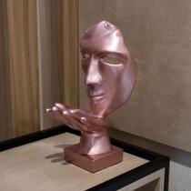 Máscara Sopro Decorativa Rosa Fosco Em Cerâmica 35cm B02 - D'Rossi