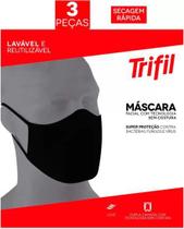 Máscara tecido lavável dupla preta (c/03 unds) trifil